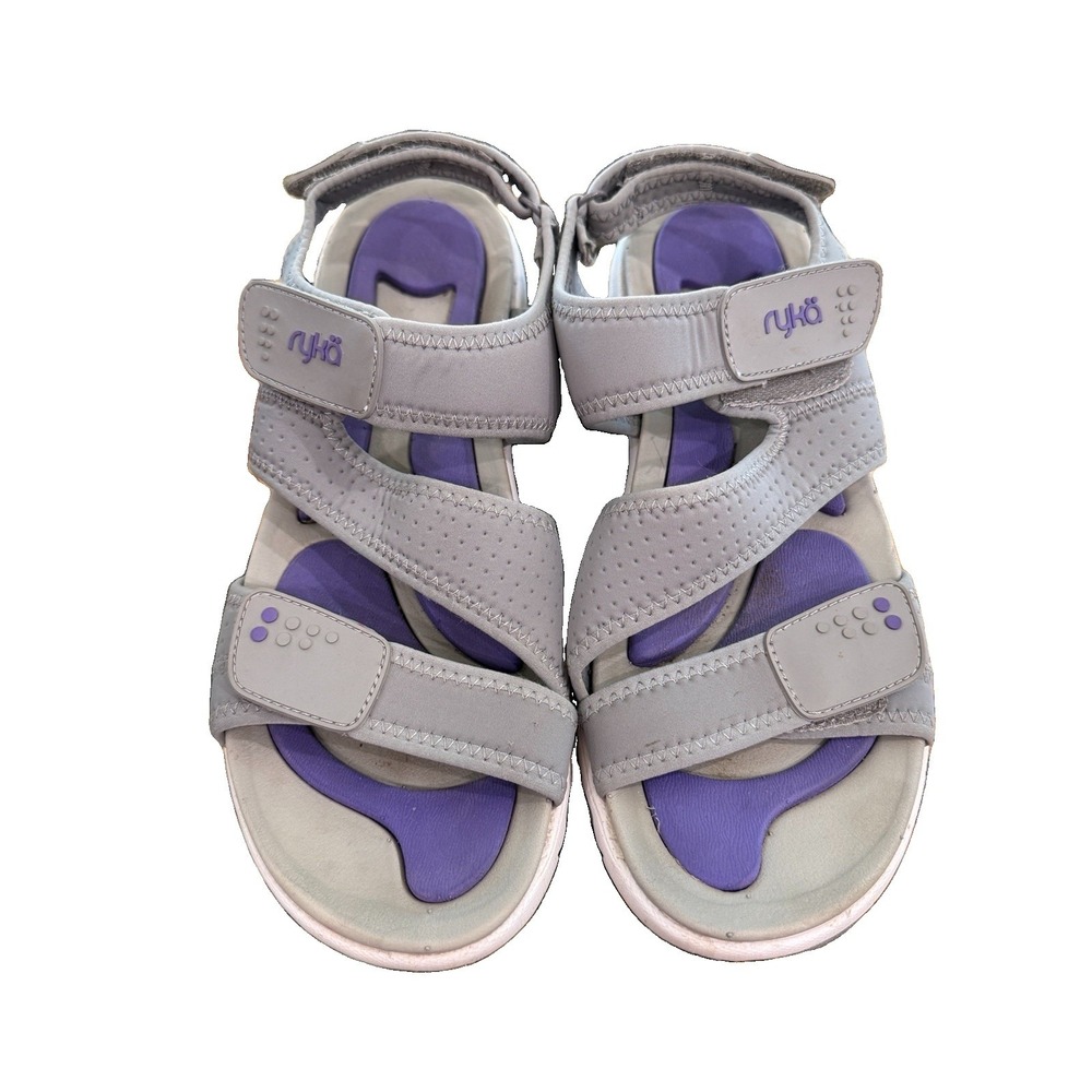 Ryka Gray/ Purple Nano Speed Neoprene Adjustable Sports Sandals Size 9 M
